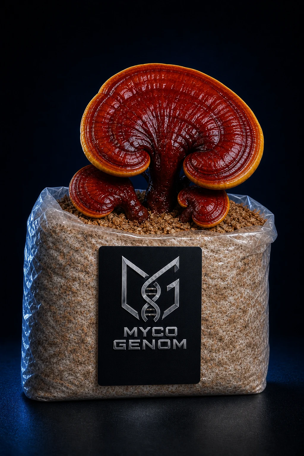 Reishi ready-to-fruit mushroom growing block
